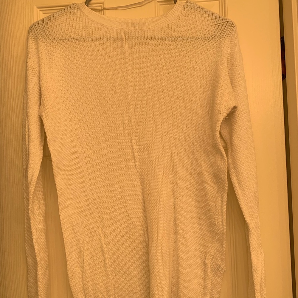 white knitted sweater
